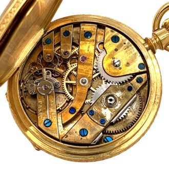 Exquisite Swiss 18K gold, enamel and diamond set watch Circa 1871