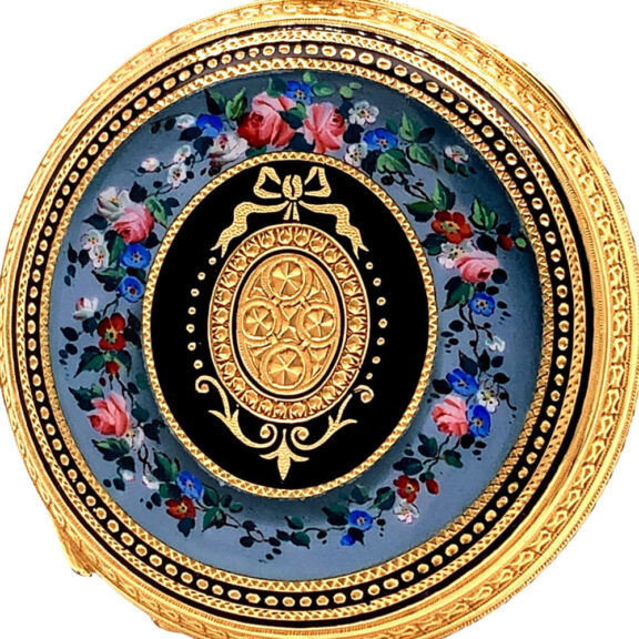 Exquisite Swiss 18K gold, enamel and diamond set watch Circa 1871 Exquisite Swiss 18K gold, enamel and diamond set watch Circa 1871