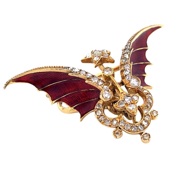 Swiss gold, enamel and diamond set watch with brooch Circa 1895 Swiss gold, enamel and diamond set watch with brooch Circa 1895