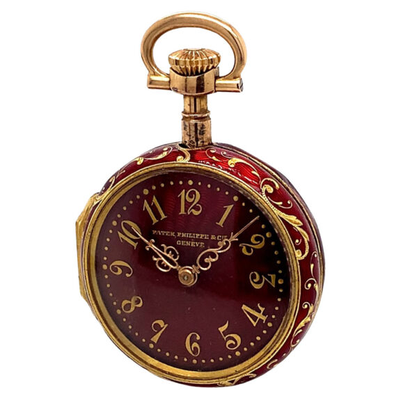 Swiss gold, enamel and diamond set watch with brooch Circa 1895 Swiss gold, enamel and diamond set watch with brooch Circa 1895