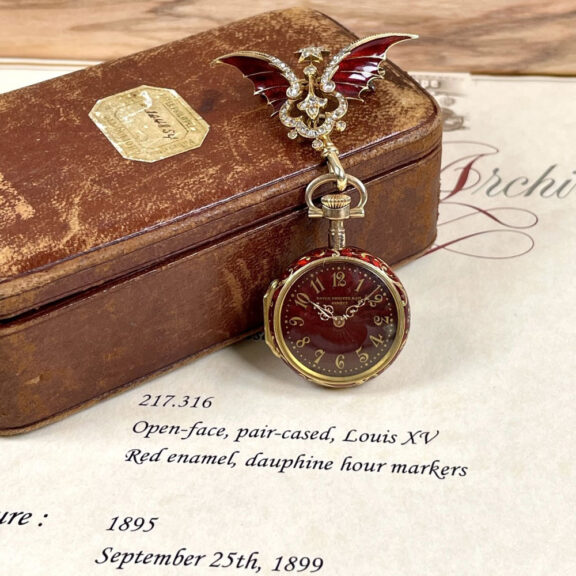 Swiss gold, enamel and diamond set watch with brooch Circa 1895 Swiss gold, enamel and diamond set watch with brooch Circa 1895