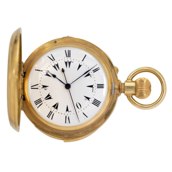 Swiss 18K gold repeating jumping center seconds watch Circa 1895