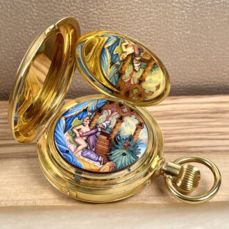 Swiss 18K gold repeating jumping center seconds watch Circa 1895