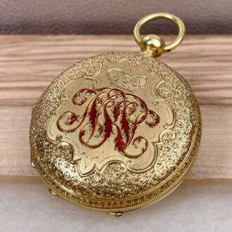 English 18K gold and enamel hunting cased watch Circa 1843
