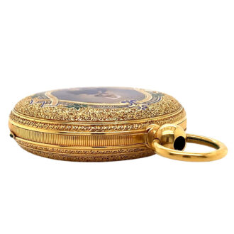 English 18K gold and enamel hunting cased watch Circa 1843