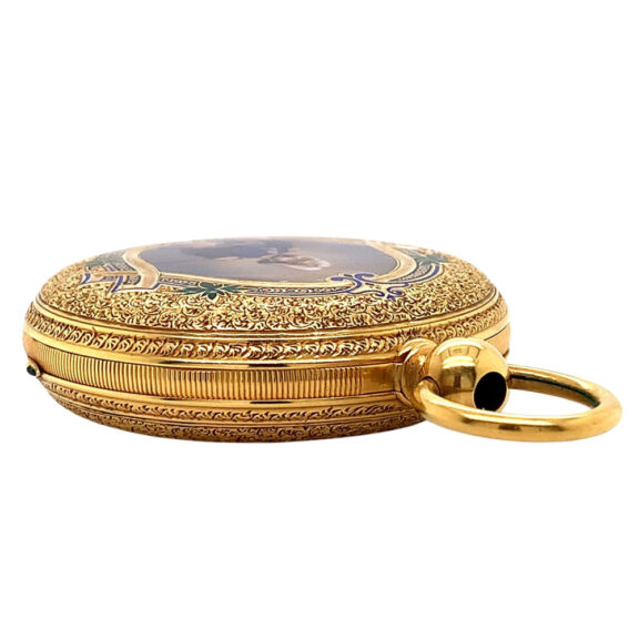English 18K gold and enamel hunting cased watch Circa 1843 English 18K gold and enamel hunting cased watch Circa 1843