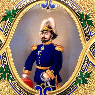 English 18K gold and enamel hunting cased watch Circa 1843