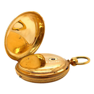 English 18K gold and enamel hunting cased watch Circa 1843