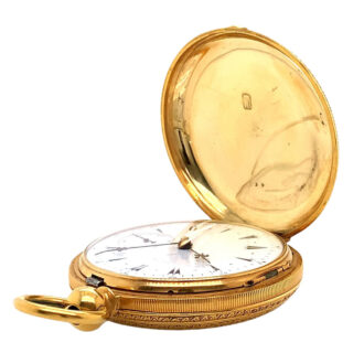 English 18K gold and enamel hunting cased watch Circa 1843