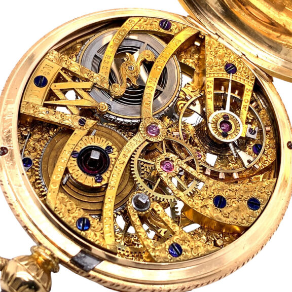 Rare English 18K gold skeletonized Masonic watch Circa 1862 Rare English 18K gold skeletonized Masonic watch Circa 1862