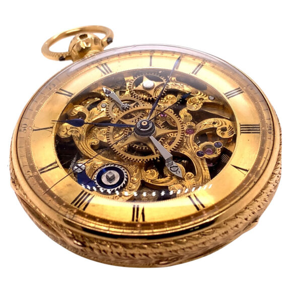 Rare English 18K gold skeletonized Masonic watch Circa 1862 Rare English 18K gold skeletonized Masonic watch Circa 1862