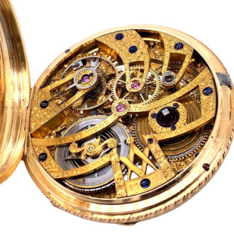 Rare English 18K gold skeletonized Masonic watch Circa 1862