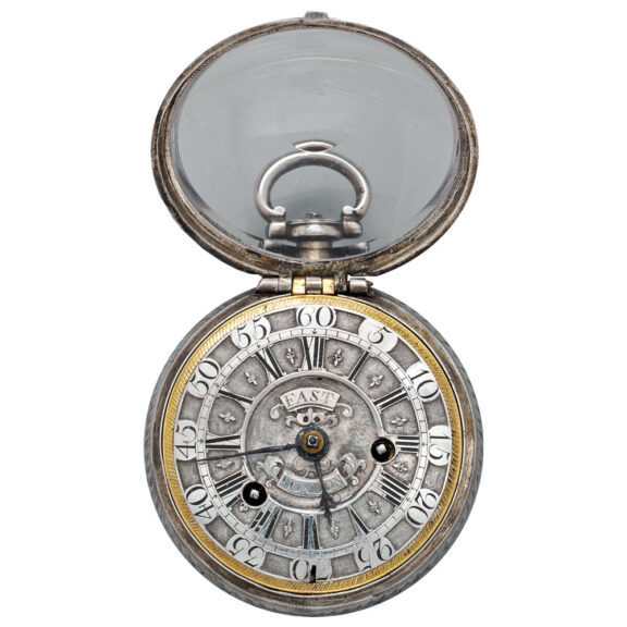 English silver and leather pair cased verge watch Circa 1602-97 English silver and leather pair cased verge watch Circa 1602-97