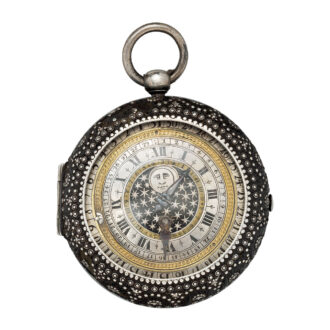 English leather-covered silver calendar watch Circa 1650