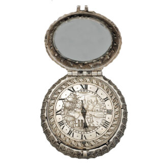 Early English silver one-handed watch with chain Circa 1640