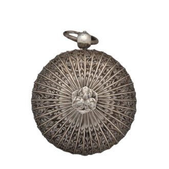 Early English silver one-handed watch with chain Circa 1640