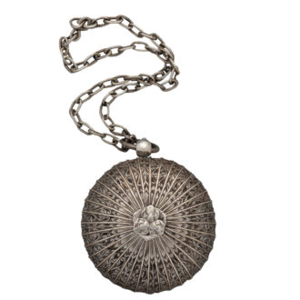 Early English silver one-handed watch with chain Circa 1640