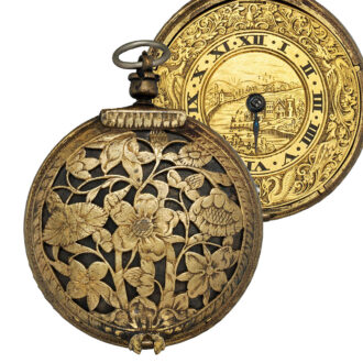 Rare English metal and silver lining verge pocket watch Circa 1665