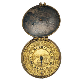 Rare English metal and silver lining verge pocket watch Circa 1665