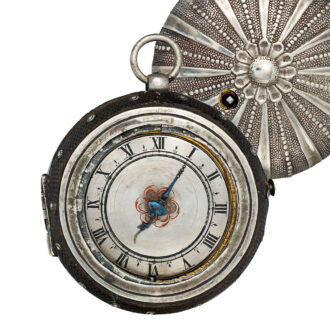 Swiss silver and leather verge pocket watch Circa 1675-1700