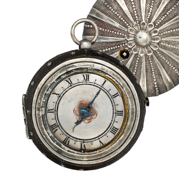 Swiss silver and leather verge pocket watch Circa 1675-1700