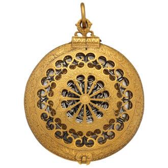English gilded brass clock watch with alarm Circa 1600