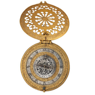 English gilded brass clock watch with alarm Circa 1600