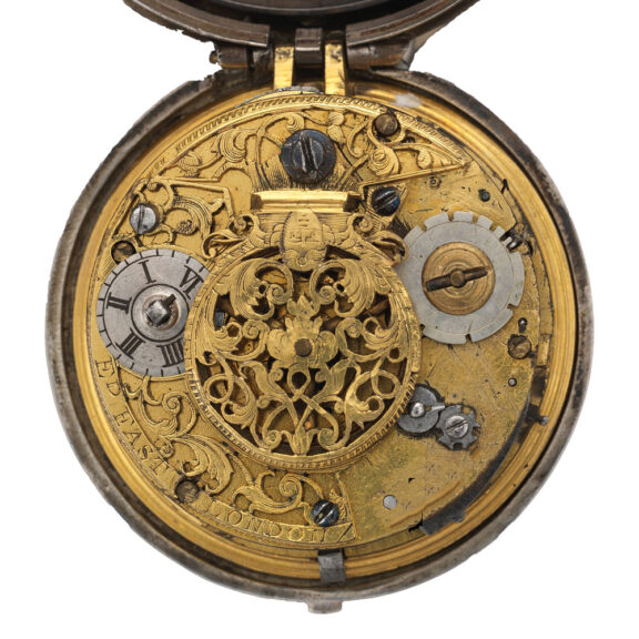 English silver and leather pair cased verge watch Circa 1602-97 English silver and leather pair cased verge watch Circa 1602-97