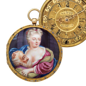Decorative English gold and painted enamel verge watch Circa 1760