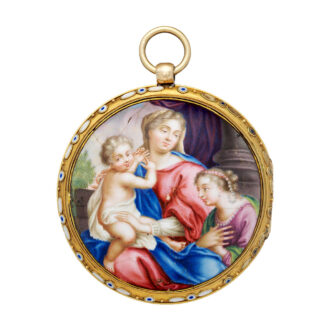 Decorative English gold and painted enamel verge watch Circa 1760