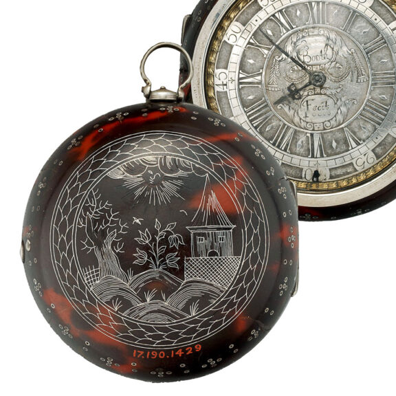 English silver and tortoiseshell pair cased verge watch Circa 1780