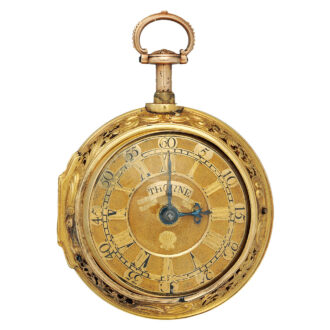 English gold repoussé repeater with champlevé dial Circa 1765