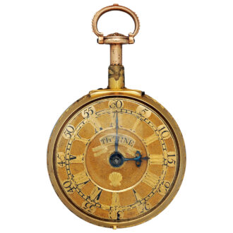 English gold repoussé repeater with champlevé dial Circa 1765