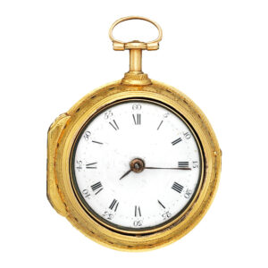 English open faced verge clock watch in pair cases Circa 1750