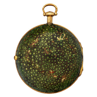 English gold pair cased repeating watch in shagreen case Circa 1770 English gold pair cased repeating watch in shagreen case Circa 1770