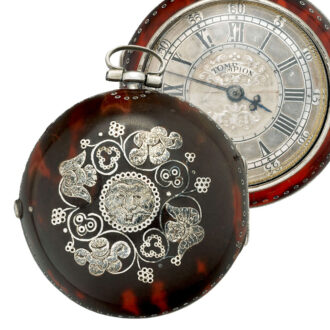 English silver and red tortoiseshell pair cased watch Circa 1685