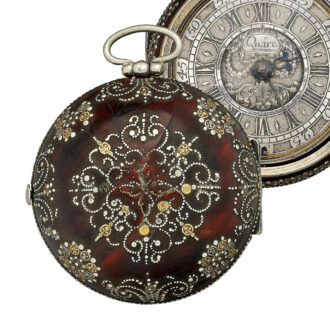 Early English silver and leather pair-cased verge watch Circa 1690