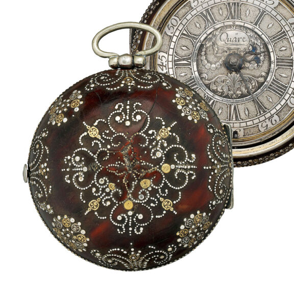 Early English silver and leather pair-cased verge watch Circa 1690