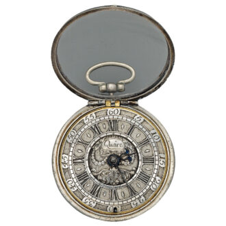 Early English silver and leather pair-cased verge watch Circa 1690