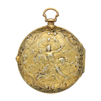 English silver gilt repoussé pair cased clock watch Circa 1750