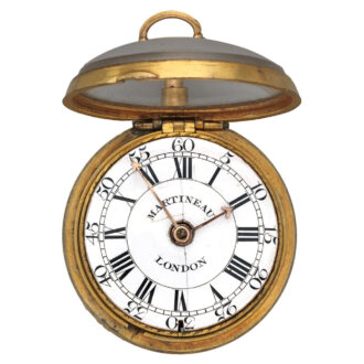 English silver gilt repoussé pair cased clock watch Circa 1750