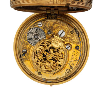 English gold repoussé repeater with champlevé dial Circa 1765