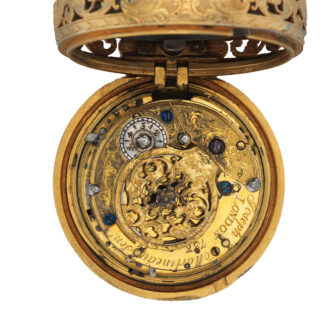 English silver gilt repoussé pair cased clock watch Circa 1750
