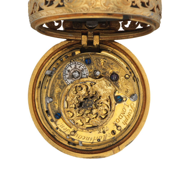 English silver gilt repoussé pair cased clock watch Circa 1750 English silver gilt repoussé pair cased clock watch Circa 1750
