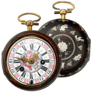 English gilded repeating watch in tortoiseshell case Circa 1682