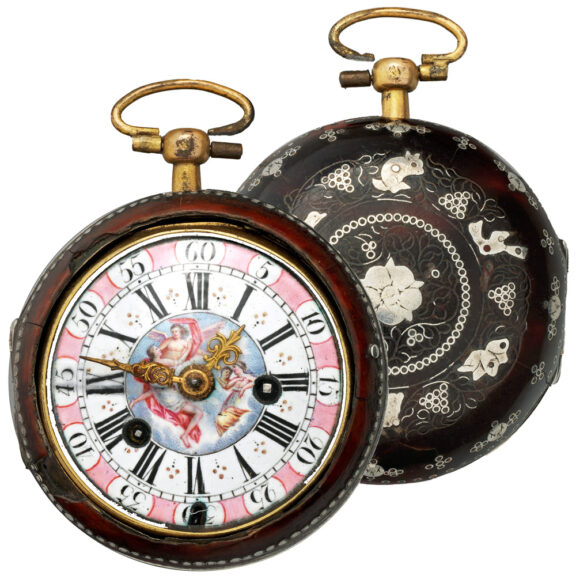 English gilded repeating watch in tortoiseshell case Circa 1682