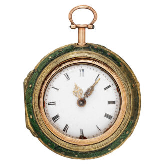 English gilt shagreen repoussé verge watch in a triple case Circa 1750