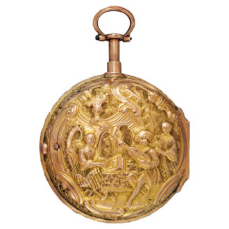 English gilt shagreen repoussé verge watch in a triple case Circa 1750