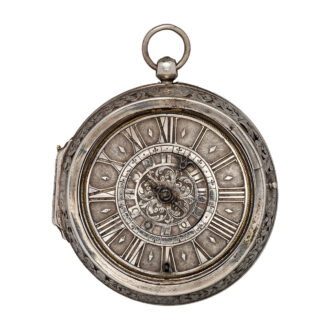 English silver pair cased single-handed verge with alarm Circa 1690