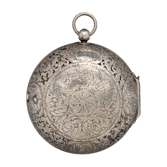 English silver pair cased single-handed verge with alarm Circa 1690 English silver pair cased single-handed verge with alarm Circa 1690